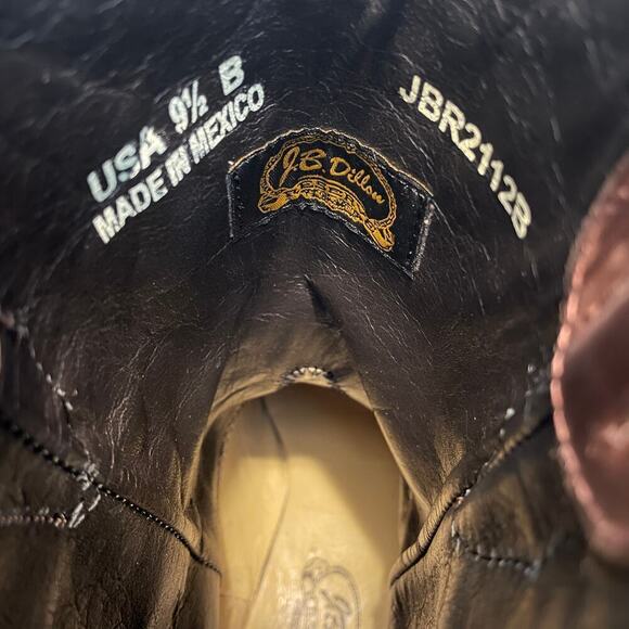 JB Dillon Reserve 9.5B Leather Cowboy Boots | Brown, Handmade in Mexico - Picture 9 of 11
